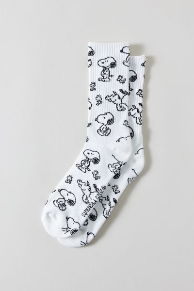 Urban Outfitters Snoopy All Over Print Crew Sock In Cream, Men's At  In Cream