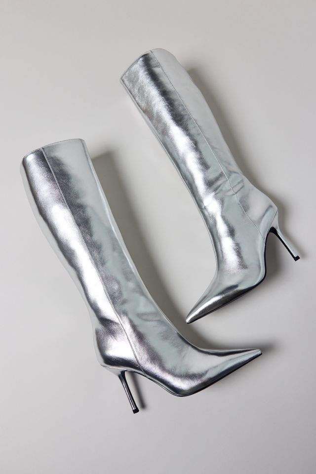 Charles & Keith Metallic Silver Pointed Toe Knee-High Boot #1