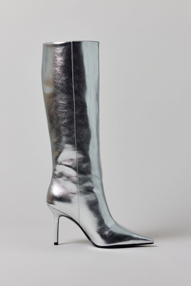 Charles & Keith Metallic Silver Pointed Toe Knee-High Boot #2