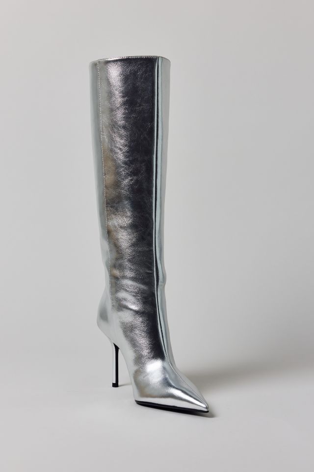 Charles & Keith Metallic Silver Pointed Toe Knee-High Boot #3