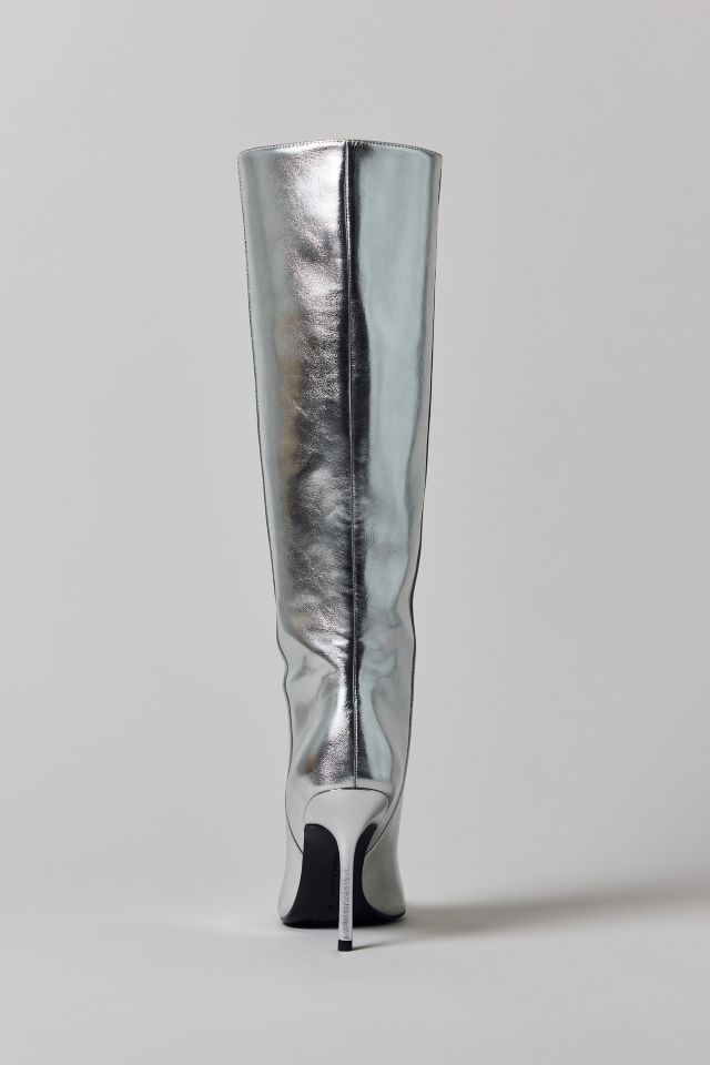 Charles & Keith Metallic Silver Pointed Toe Knee-High Boot #4