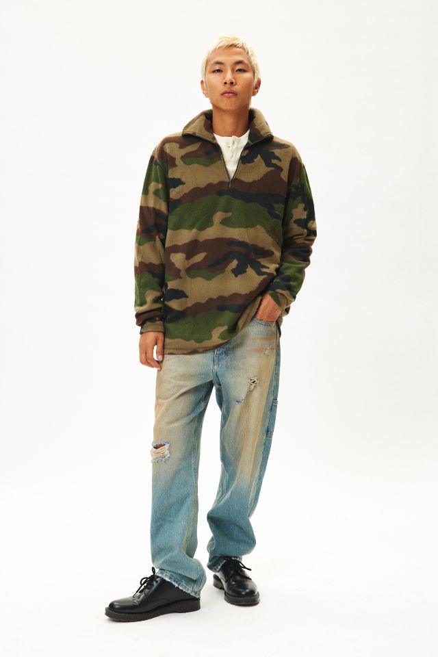 Vintage By UO Surplus Camo Fleece Half Zip Sweatshirt #3