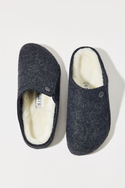 Birkenstock Zermatt Rivet Womens Faux Fur Mule Slide Slippers In Dark Grey
