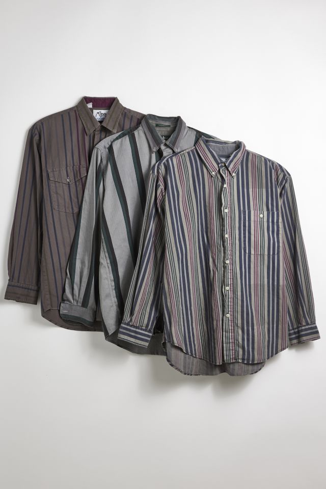 Urban Renewal Remade Overdyed Wide Stripe Button-Down Shirt #1
