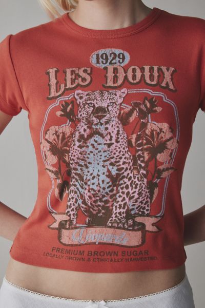 Urban Outfitters Les Doux Leopard Graphic Baby Tee In Red, Women's At  In Red