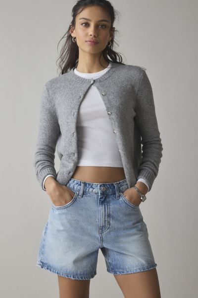 Shop Bdg Indie Mid-rise Denim Short In Angel, Women's At Urban Outfitters