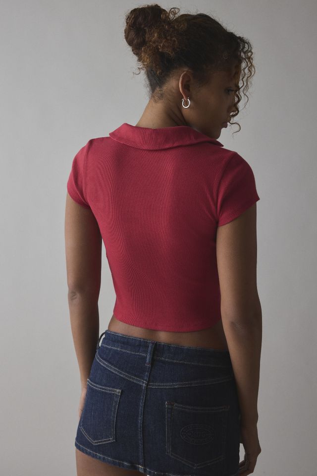Silence + Noise Caz Lace-Up Collared Top #2