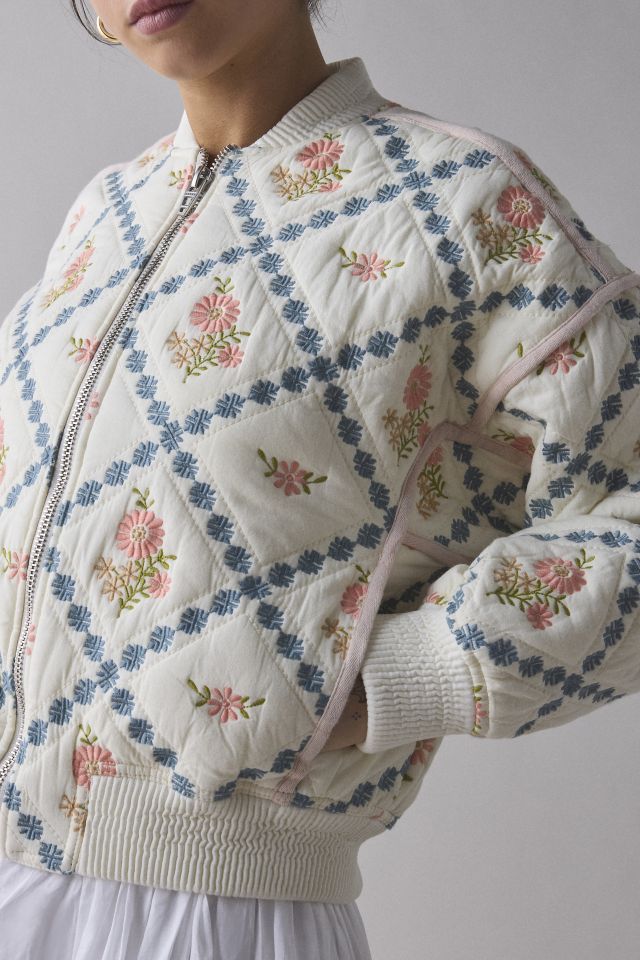 BLANKNYC Sought After Embroidered Floral Bomber Jacket