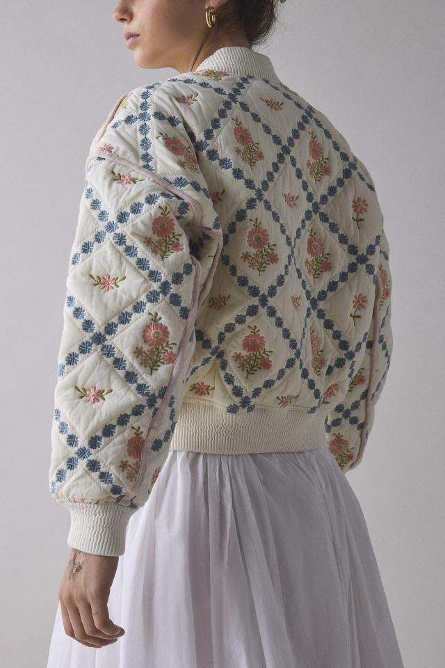 BLANKNYC Sought After Embroidered Floral Bomber Jacket
