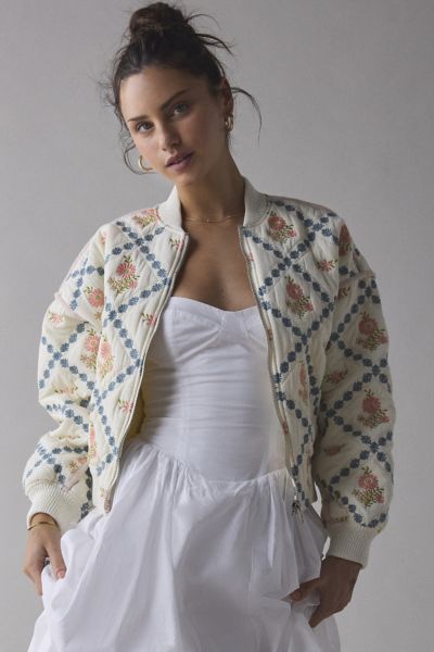 BLANKNYC Sought After Embroidered Floral Bomber Jacket