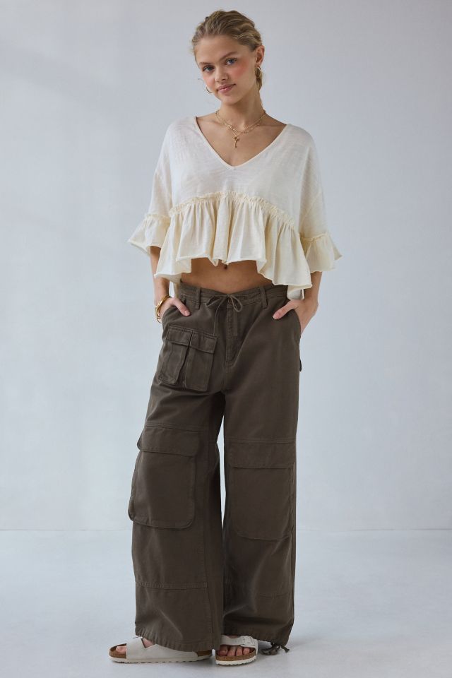UO Brooke Ruffle Peplum Babydoll Blouse #2