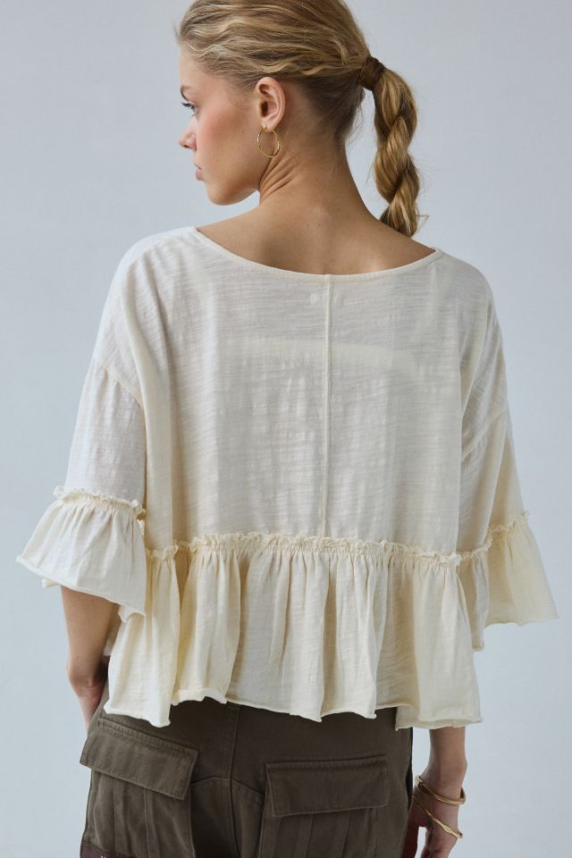 UO Brooke Ruffle Peplum Babydoll Blouse #3