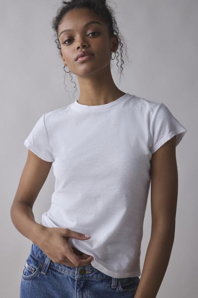 BDG SPILL THE SHORT SLEEVE TEE IN WHITE, WOMEN'S AT URBAN OUTFITTERS 