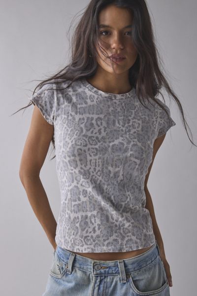 Bdg Spill The Short Sleeve Tee In Leopard Print, Women's At Urban Outfitters