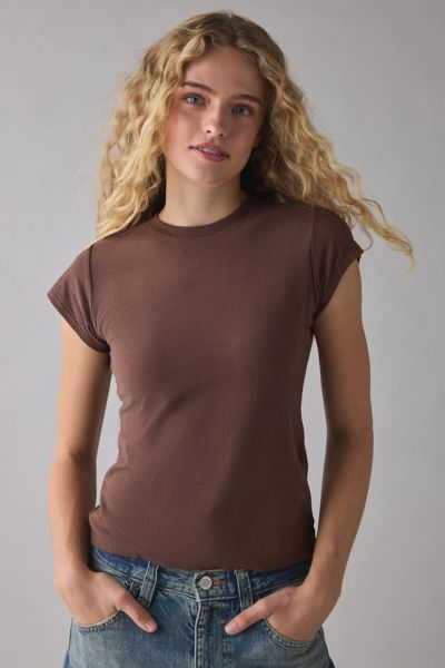 Bdg Short Sleeve Spill The Tee In Chocolate, Women's At Urban Outfitters In Brown