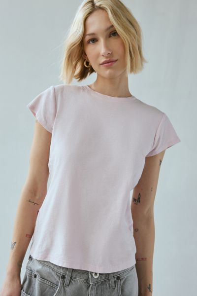 BDG SPILL THE SHORT SLEEVE TEE IN PINK, WOMEN'S AT URBAN OUTFITTERS 