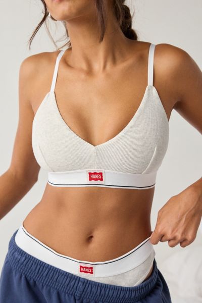 Hanes Uo Exclusive Jersey Knit Triangle Bralette Top In Grey, Women's At Urban Outfitters In Grey