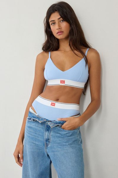 Hanes Uo Exclusive Jersey Knit Triangle Bralette Top In Blue, Women's At Urban Outfitters