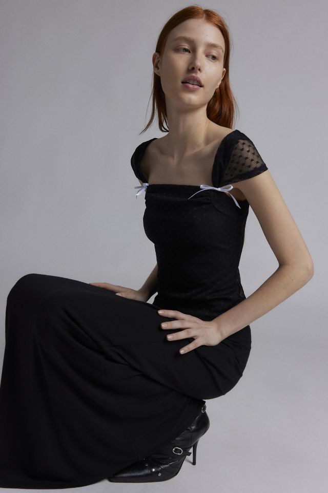 Kimchi Blue Bridgette Heart Dotted Mesh Top | Urban Outfitters