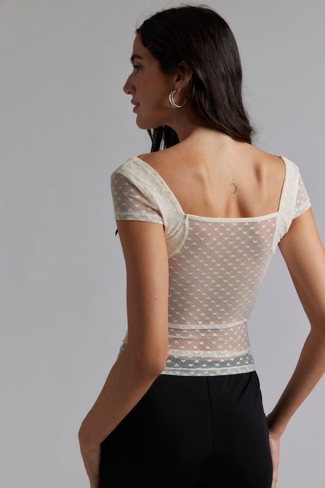 Haut En Dentelle Urban Outfitters – Bleu Kimchi, Taille M, Sans Manches