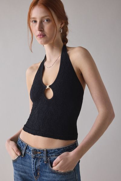 Out From Under Floral Seamless Keyhole Cutout Halter Top Product Page