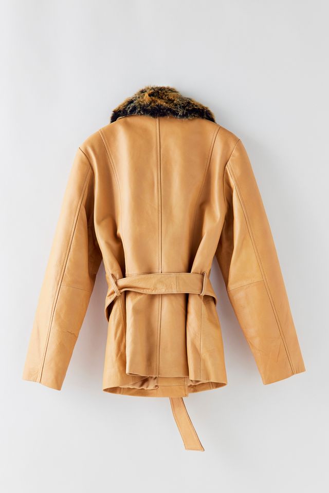 Leather-Trimmed Faux Fur Jacket main image 1