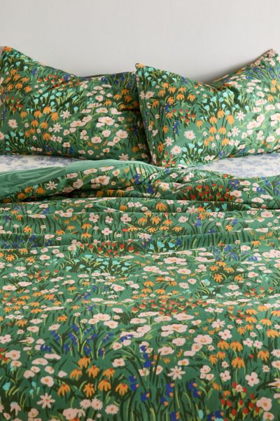 Urban Outfitters Anette Floral Pattern Duvet Cover In Floral At  In Green