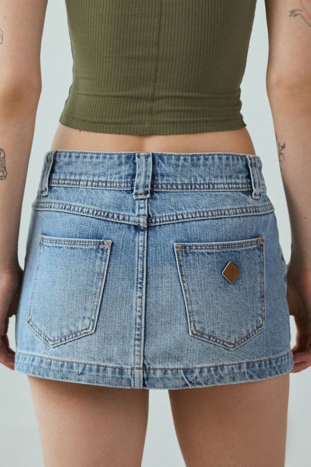 Abrand 99 Liv Low-Rise Flap Pocket Denim Micro Mini Skirt #3