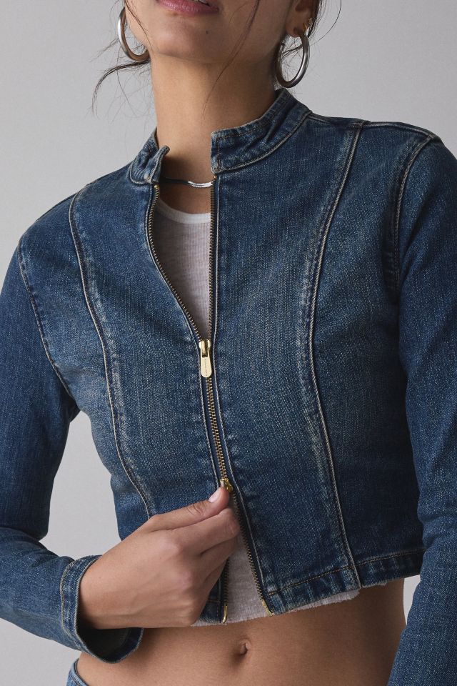 Abrand Devotion Slip Zip-Front Denim Jacket #1