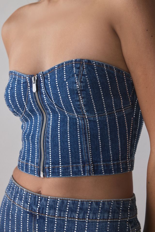 Abrand Petra Diamond Academia Denim Bustier Top #1