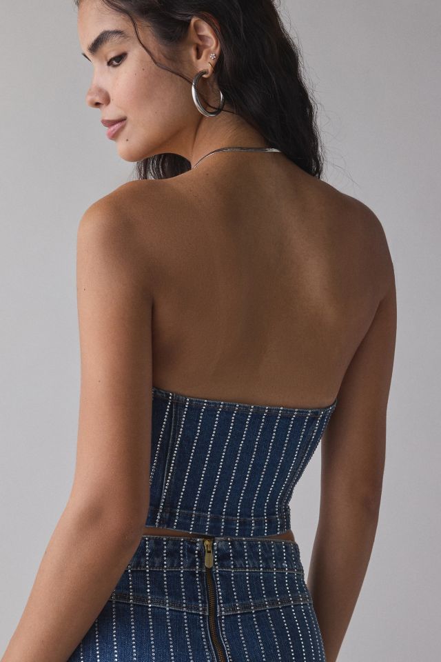 Abrand Petra Diamond Academia Denim Bustier Top #3
