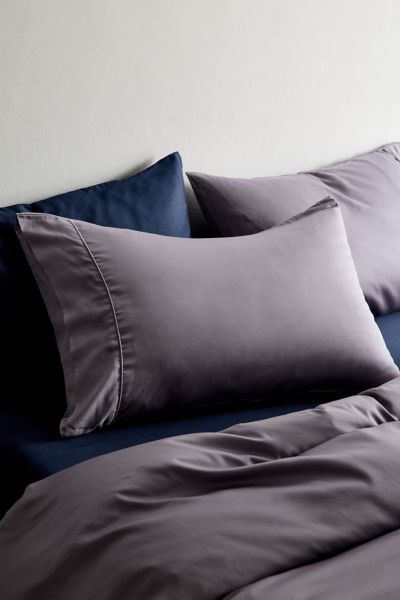 Ettitude Signature Sateen Pillowcase Set In Grey At Urban Outfitters In Black