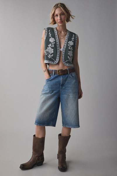 Women Flower Embroidery Vest Vintage V Neck Sleeveless Cardigan Female 2023 Summer Spring Boho