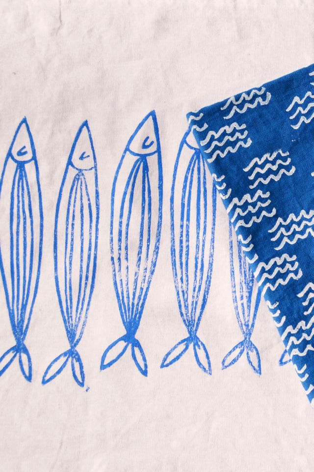 Julie Peach Block Printed Sardines Table Runner #2