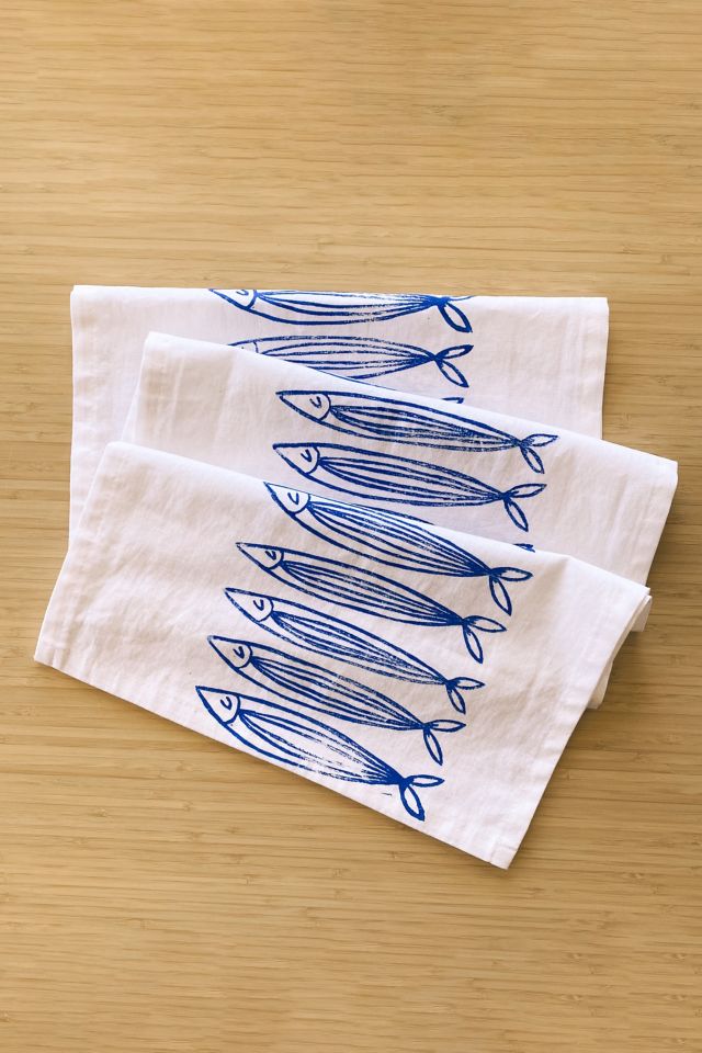 Julie Peach Block Printed Sardines Table Runner #3