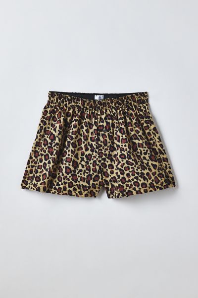 Urban Outfitters Leopard Pattern Woven Boxer Short In Leopard, Men's At