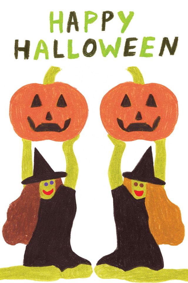 Red Cap Halloween Witches Greeting Card #1