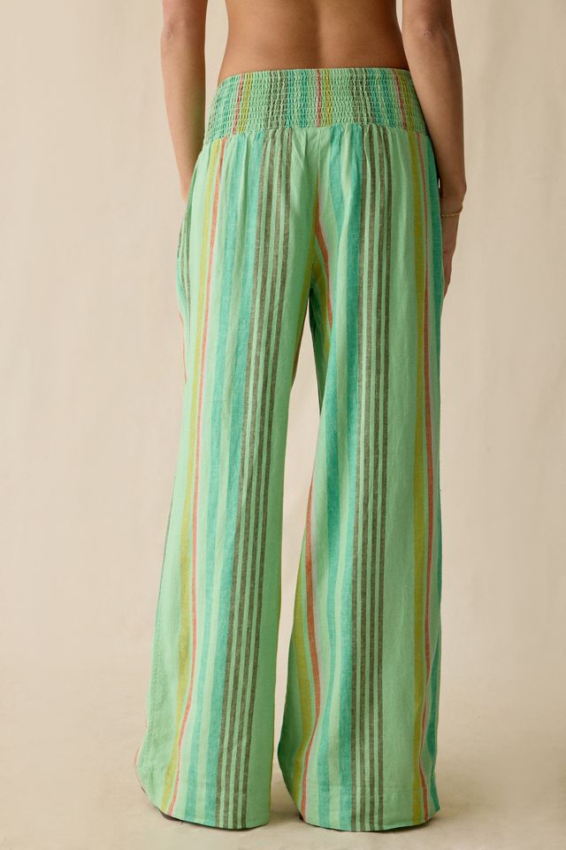 Pantalon à jambe large Caroline en mélange de lin smocké Kimchi Blue #2