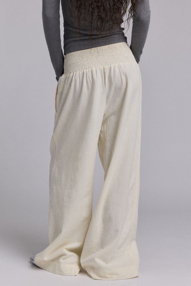 Kimchi Blue Caroline Smocked Wide Leg Linen-Blend Pant #1