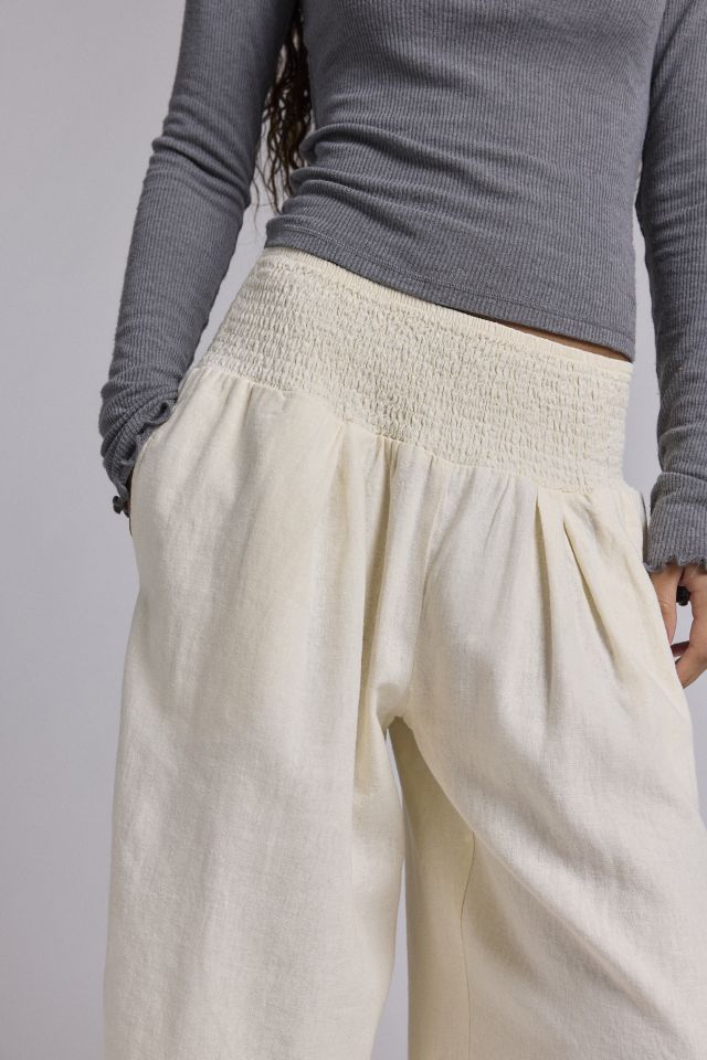 Kimchi Blue Caroline Smocked Wide Leg Linen-Blend Pant #4