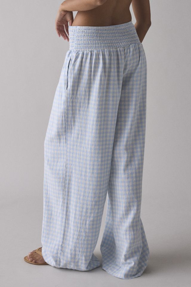 Pantalon Évasé en Mélange de Lin Froncé Caroline Kimchi Blue #2