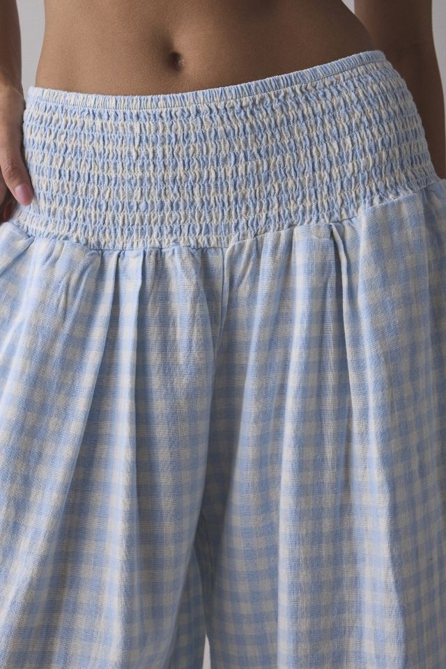Pantalon Évasé en Mélange de Lin Froncé Caroline Kimchi Blue #4