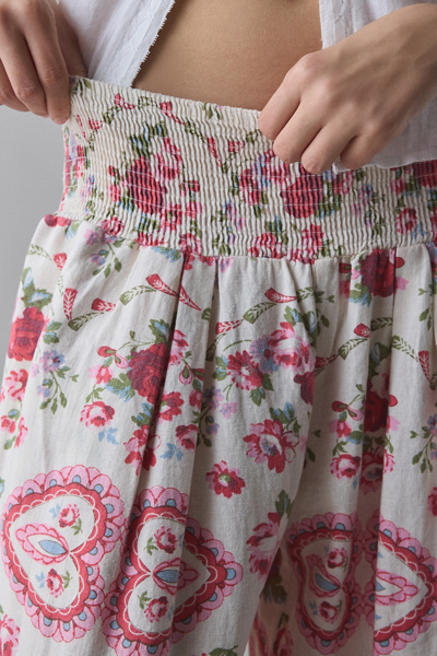 Kimchi Blue Caroline Smocked Wide Leg Linen-Blend Pants