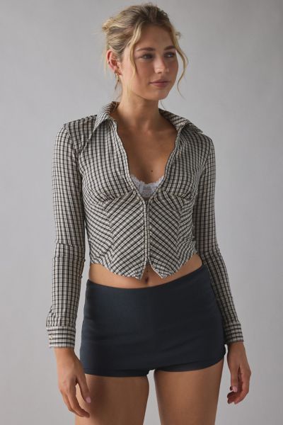 Silence + Noise Hailey Zip-Up Slim Shirt | Urban Outfitters