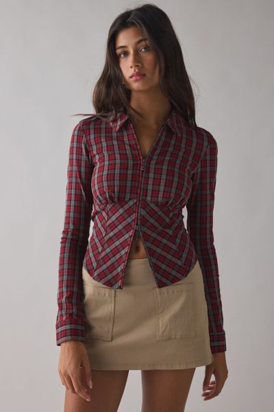 Silence + Noise Hailey Zip-Up Slim Shirt Product Page