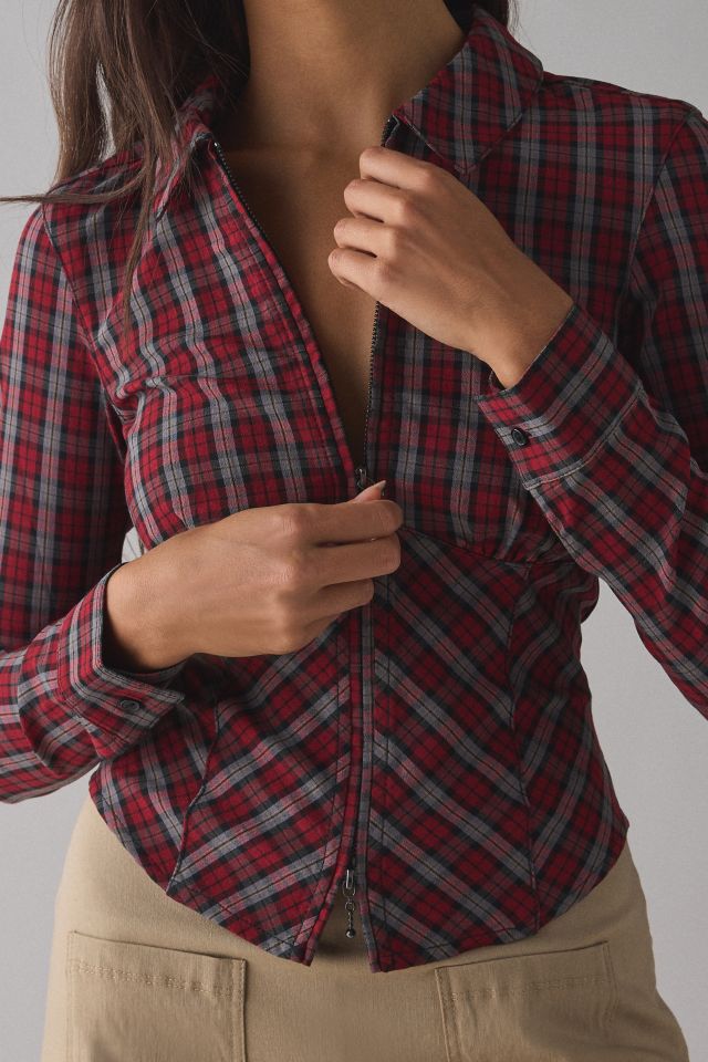 Silence + Noise Hailey Zip-Up Slim Shirt #1