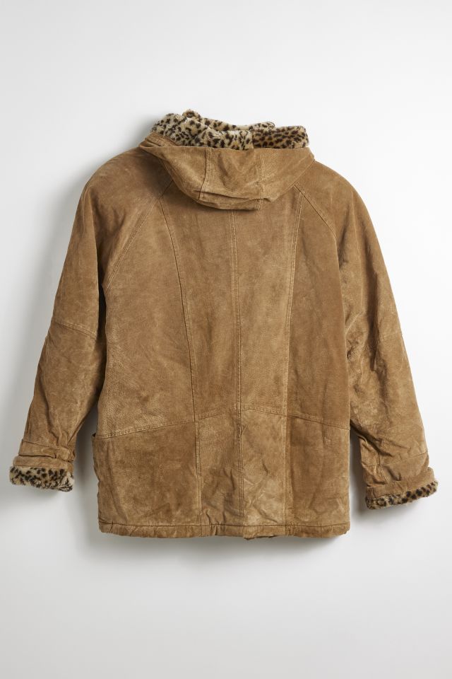 Vintage Suede & Faux Fur Hooded Jacket #1