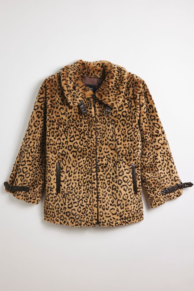 Vintage Leopard Pattern Faux Fur Jacket | Urban Outfitters