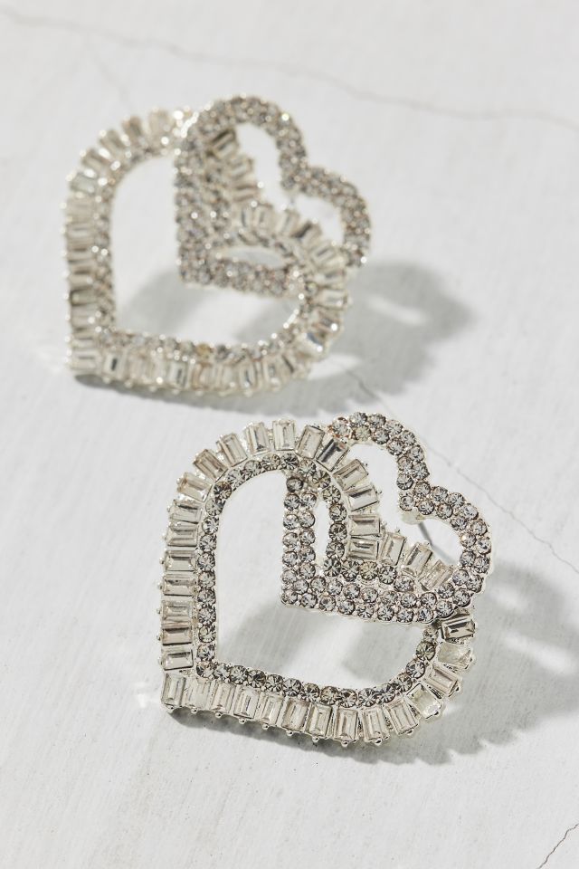 Two Of Hearts Rhinestone Heart Earring #1