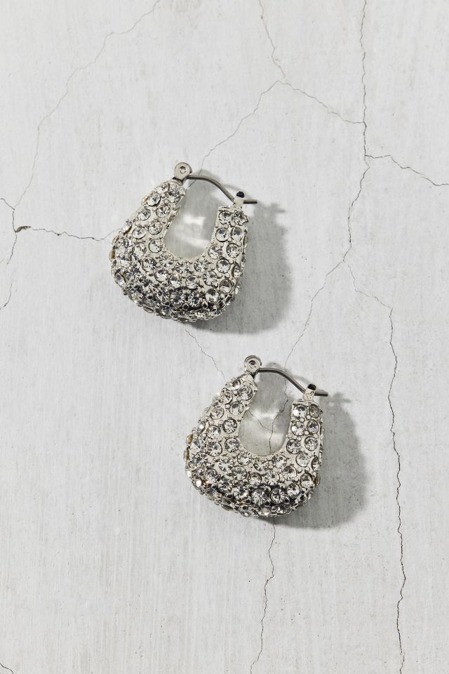 Boucles d'oreilles créoles épaisses avec pavé de strass #1